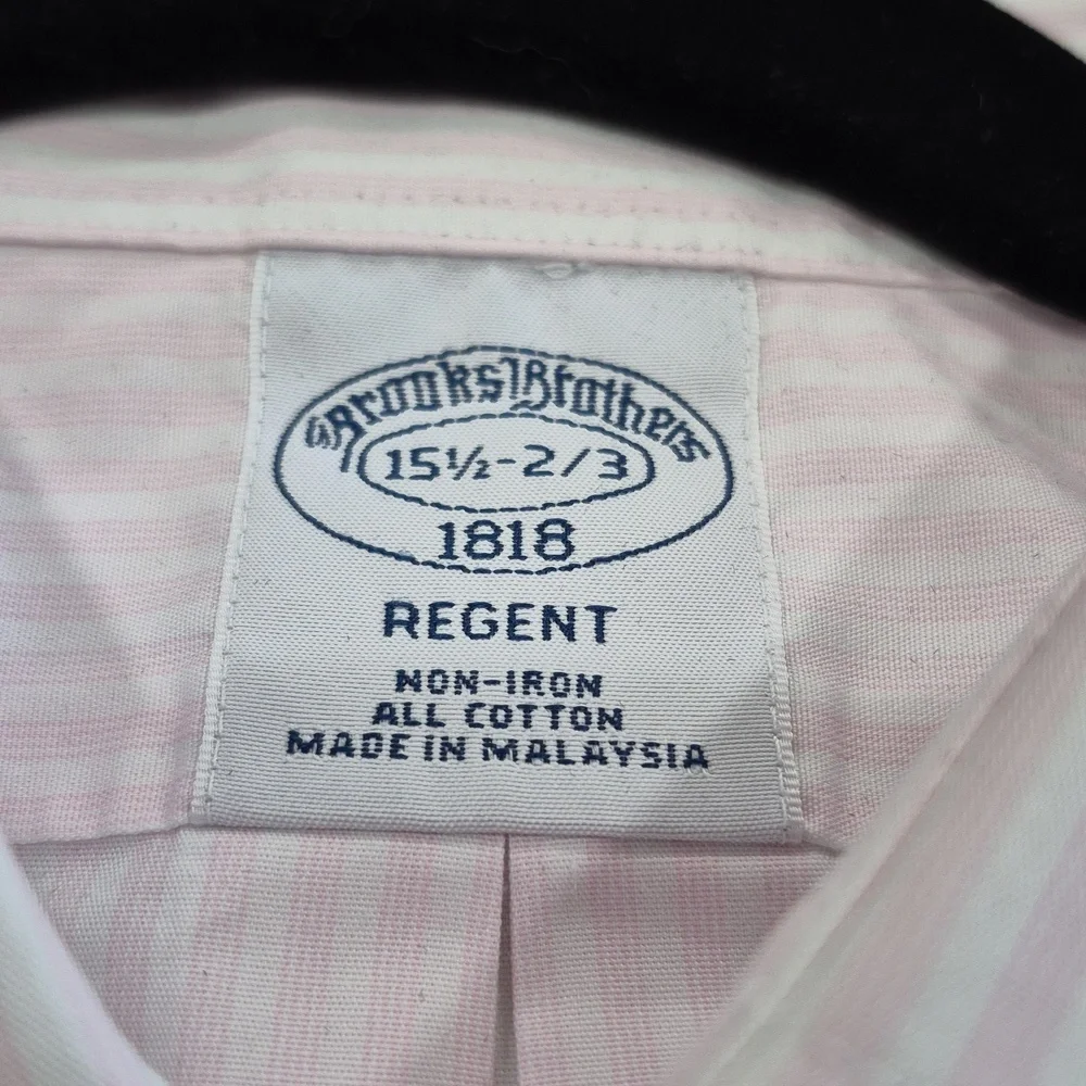 Brooks Brothers Regent Dress Shirt, 15.5" Pink & White Stripe - Picture 3 of 11